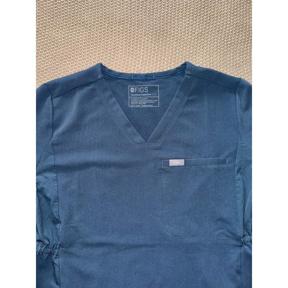 Figs Women's Technical Collection Catarina Pocket Scrub Top Blue Size Large - Picture 2 of 7